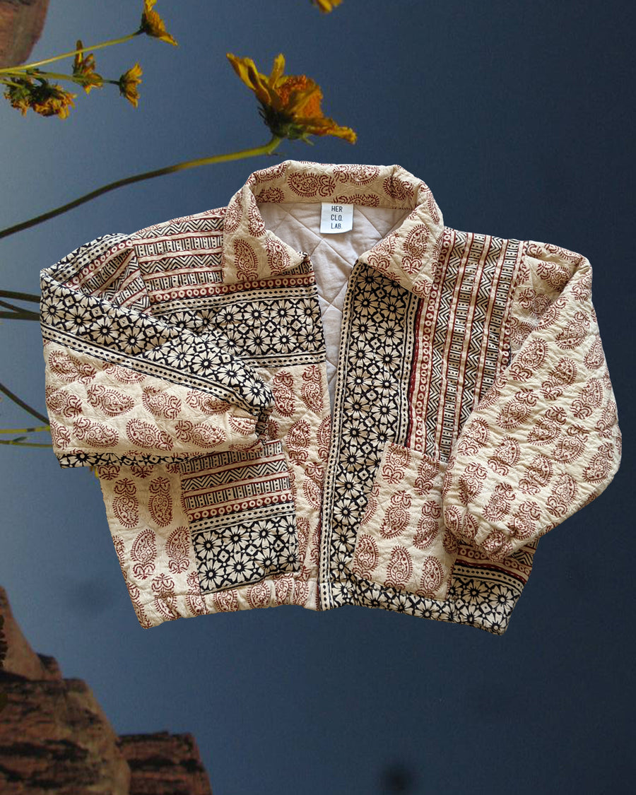 Pelageya Quilted Paisley Bomber