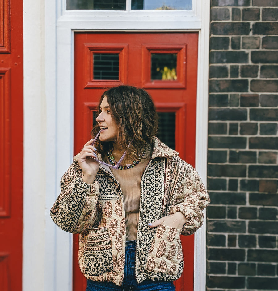 Pelageya Quilted Paisley Bomber